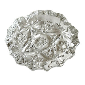 Vintage Anchor Hocking EAPC Starburst Glass Ashtray 4-1/4" Press Cut Clear